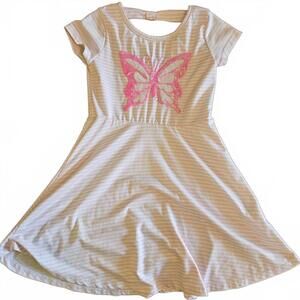 Butterfly Print Dress for Kids - Charming Striped Design